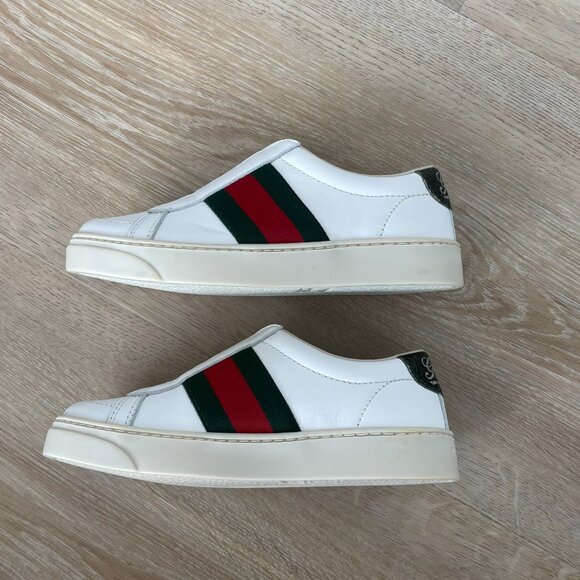 Gucci Kids White Sneakers with Red and Green Stripes - Picture 6 of 16